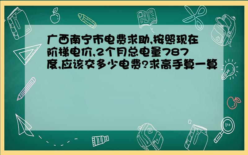 广西南宁市电费求助,按照现在阶梯电价,2个月总电量787度,应该交多少电费?求高手算一算