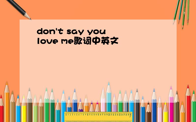 don't say you love me歌词中英文
