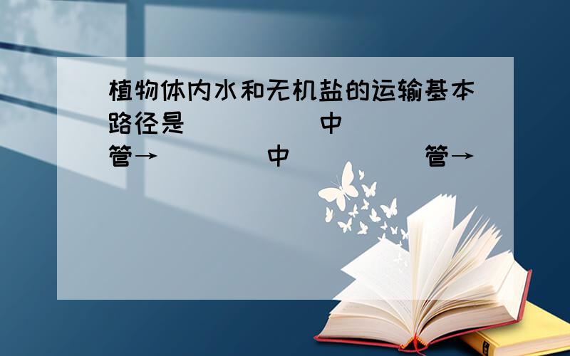 植物体内水和无机盐的运输基本路径是_____中_____管→____中_____管→______中________管．