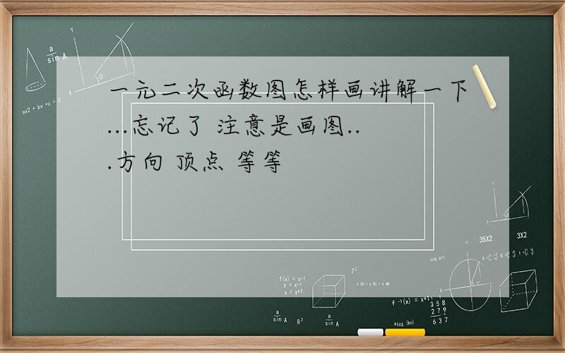 一元二次函数图怎样画讲解一下...忘记了 注意是画图...方向 顶点 等等