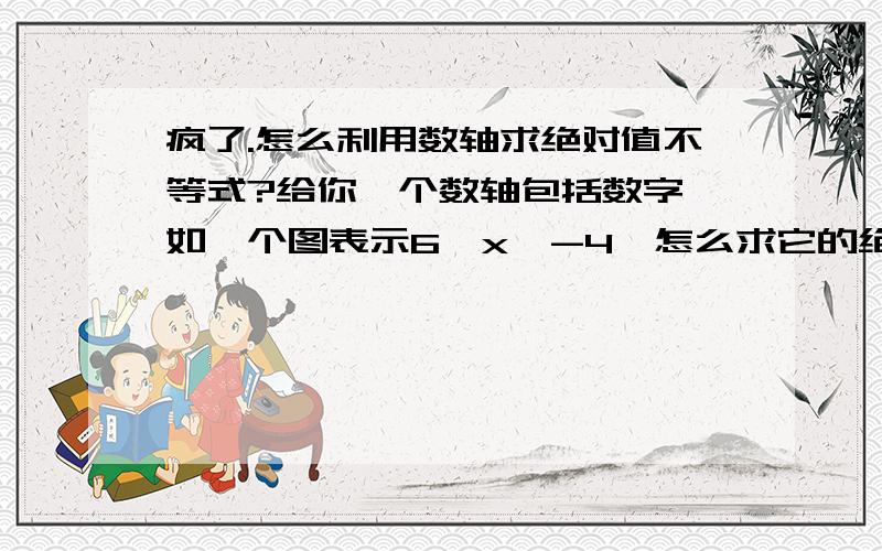 疯了.怎么利用数轴求绝对值不等式?给你一个数轴包括数字,如一个图表示6≥x≥-4,怎么求它的绝对值不等式?还有反之,如：x≤-4或x≥6,哎,要被学习弄疯了~好心哥哥姐姐帮下~T T