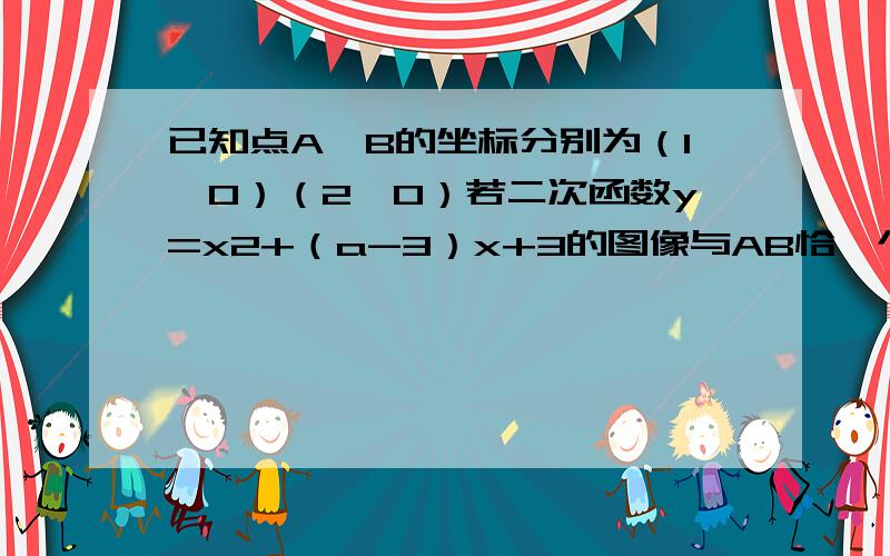 已知点A,B的坐标分别为（1,0）（2,0）若二次函数y=x2+（a-3）x+3的图像与AB恰一个交点.求a取值范围