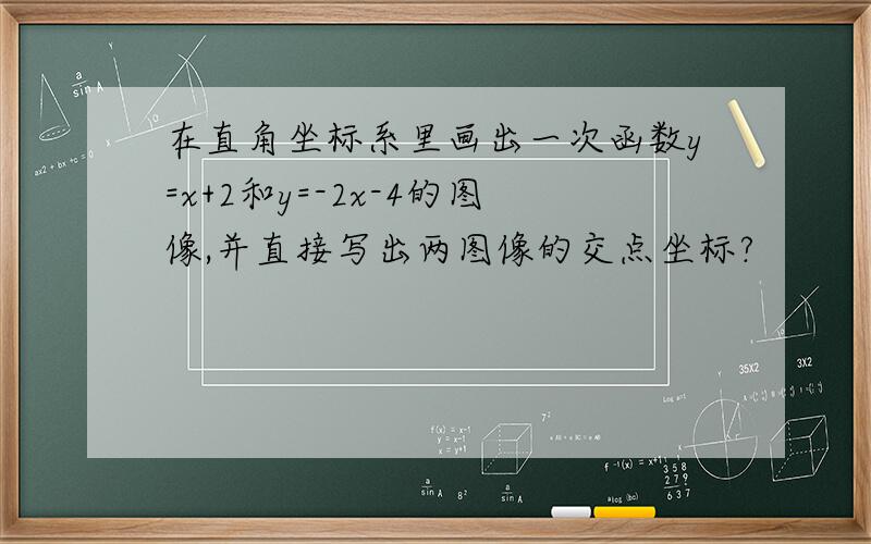 在直角坐标系里画出一次函数y=x+2和y=-2x-4的图像,并直接写出两图像的交点坐标?