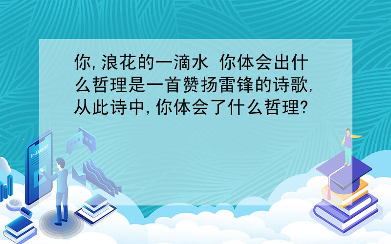 你,浪花的一滴水 你体会出什么哲理是一首赞扬雷锋的诗歌,从此诗中,你体会了什么哲理?