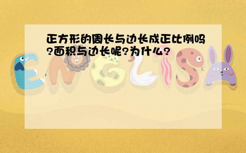 正方形的周长与边长成正比例吗?面积与边长呢?为什么?