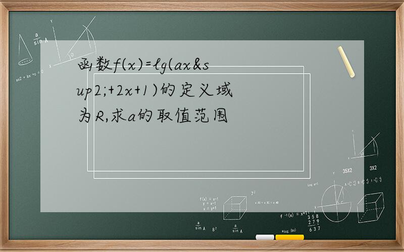 函数f(x)=lg(ax²+2x+1)的定义域为R,求a的取值范围