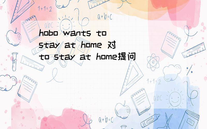 hobo wants to stay at home 对to stay at home提问