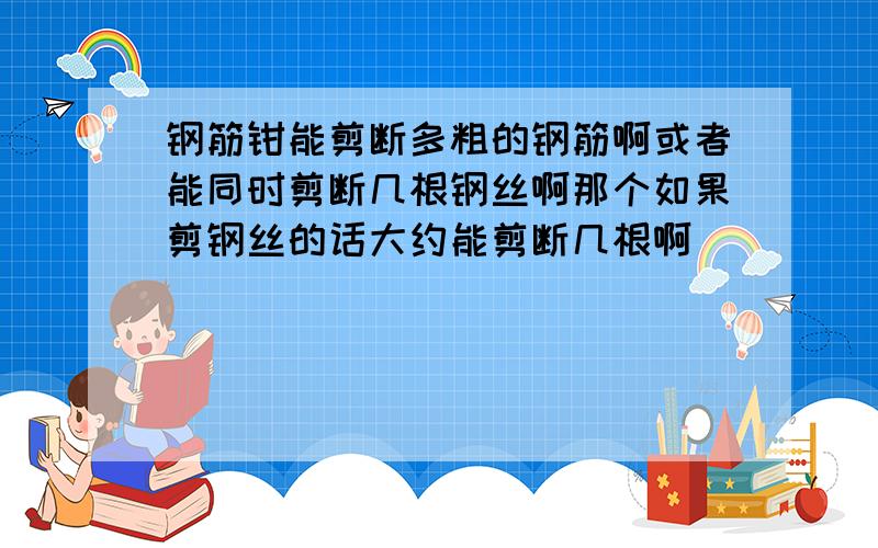 钢筋钳能剪断多粗的钢筋啊或者能同时剪断几根钢丝啊那个如果剪钢丝的话大约能剪断几根啊