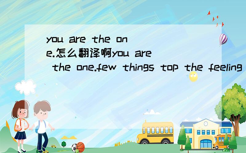 you are the one.怎么翻译啊you are the one.few things top the feeling that comes with konwing that you stand out in an exceptional way to  someone  怎么翻译啊