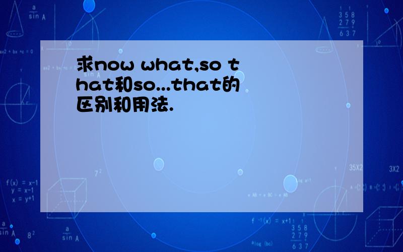 求now what,so that和so...that的区别和用法.