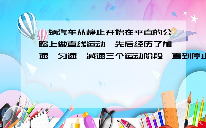 一辆汽车从静止开始在平直的公路上做直线运动,先后经历了加速,匀速,减速三个运动阶段,直到停止.车上安装的北斗卫星定位系统自动记录下了洗车运动的不同时刻的速度值:在第2s末、第3s末