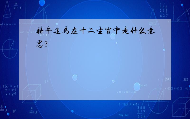 骑牛追马在十二生肖中是什么意思?