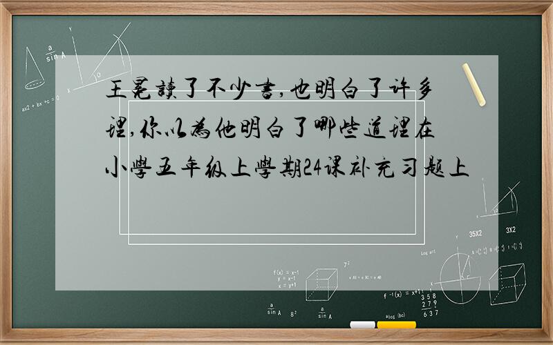 王冕读了不少书,也明白了许多理,你以为他明白了哪些道理在小学五年级上学期24课补充习题上