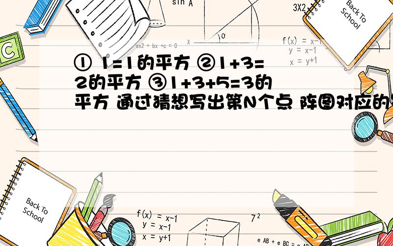 ① 1=1的平方 ②1+3=2的平方 ③1+3+5=3的平方 通过猜想写出第N个点 阵图对应的等式