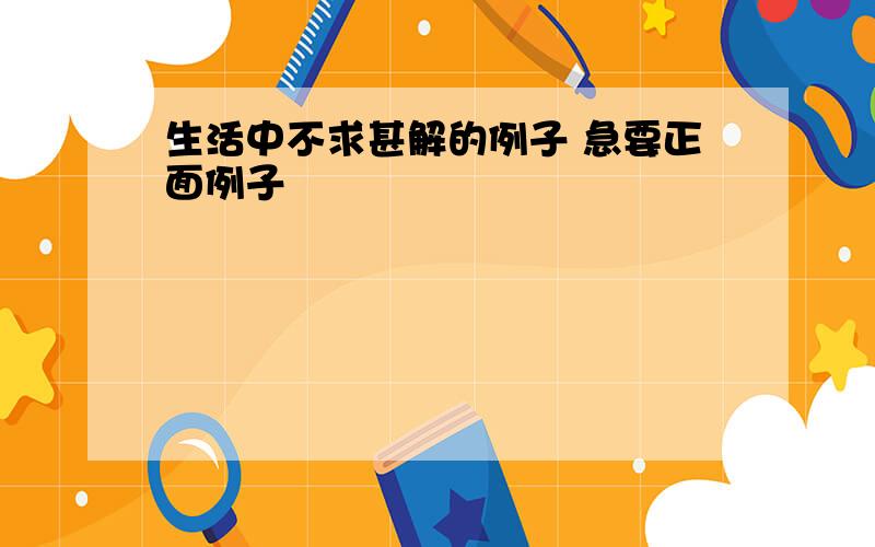 生活中不求甚解的例子 急要正面例子