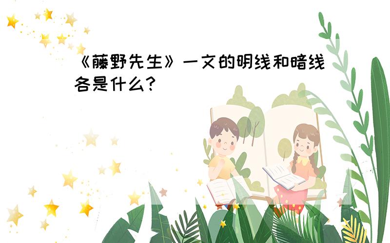 《藤野先生》一文的明线和暗线各是什么?