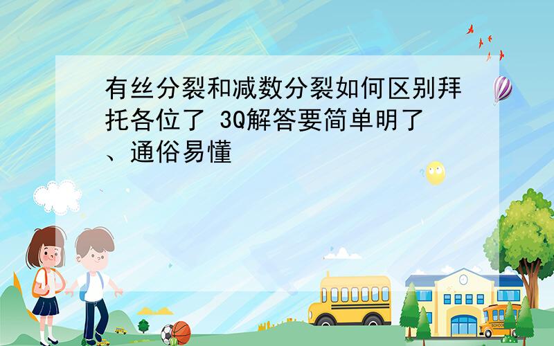 有丝分裂和减数分裂如何区别拜托各位了 3Q解答要简单明了、通俗易懂