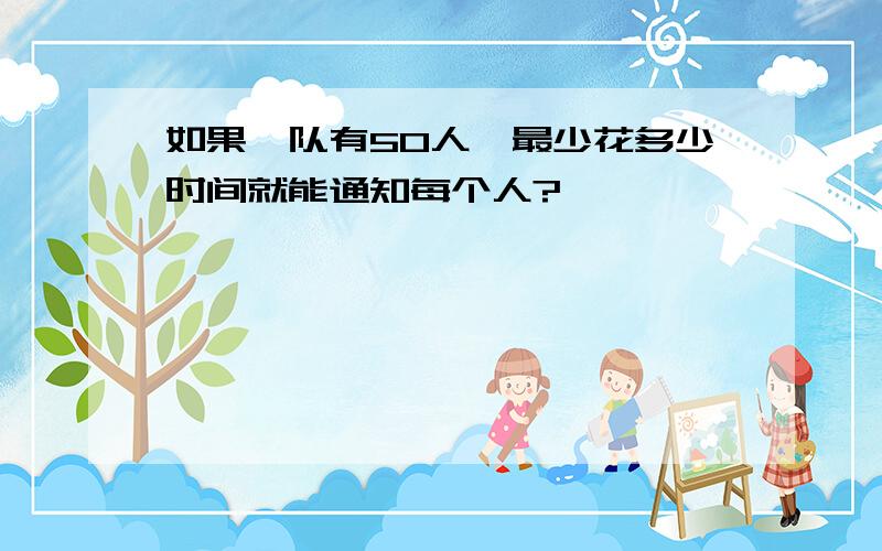 如果一队有50人,最少花多少时间就能通知每个人?