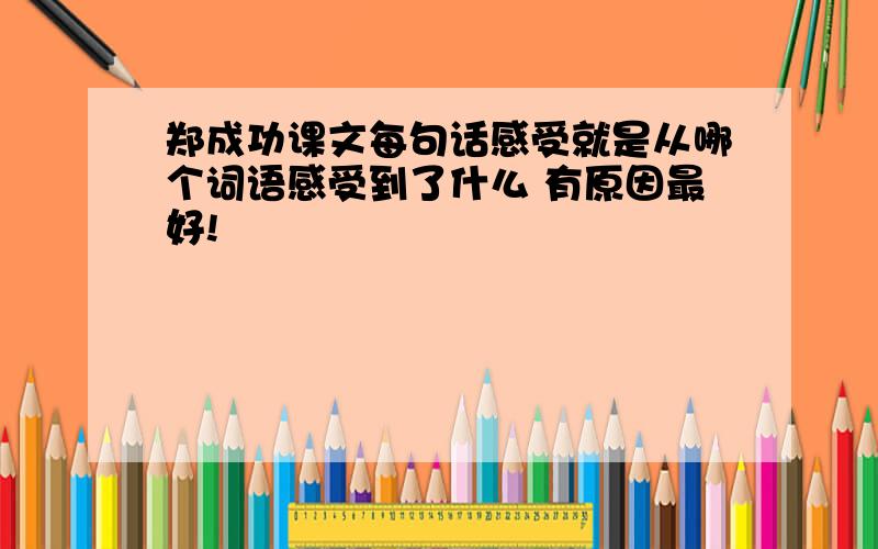 郑成功课文每句话感受就是从哪个词语感受到了什么 有原因最好!