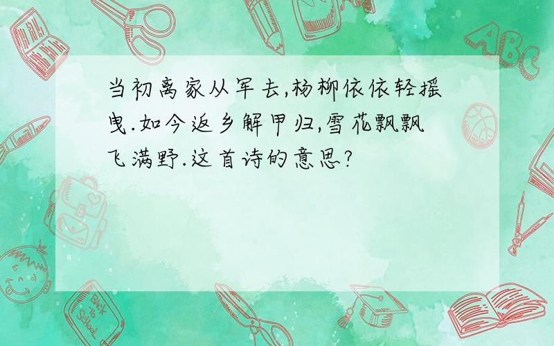 当初离家从军去,杨柳依依轻摇曳.如今返乡解甲归,雪花飘飘飞满野.这首诗的意思?