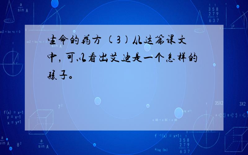 生命的药方 (3)从这篇课文中，可以看出艾迪是一个怎样的孩子。