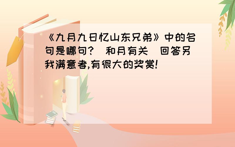 《九月九日忆山东兄弟》中的名句是哪句?（和月有关）回答另我满意者,有很大的奖赏!