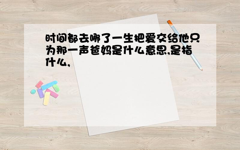 时间都去哪了一生把爱交给他只为那一声爸妈是什么意思,是指什么,