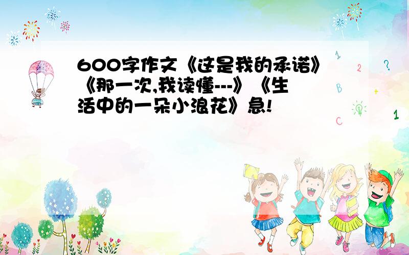 600字作文《这是我的承诺》《那一次,我读懂---》《生活中的一朵小浪花》急!