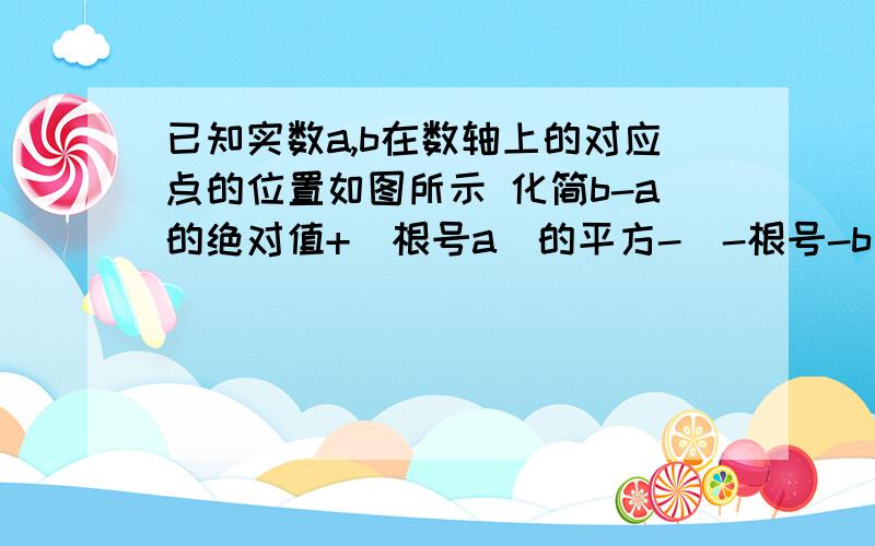 已知实数a,b在数轴上的对应点的位置如图所示 化简b-a的绝对值+(根号a)的平方-(-根号-b）的平方