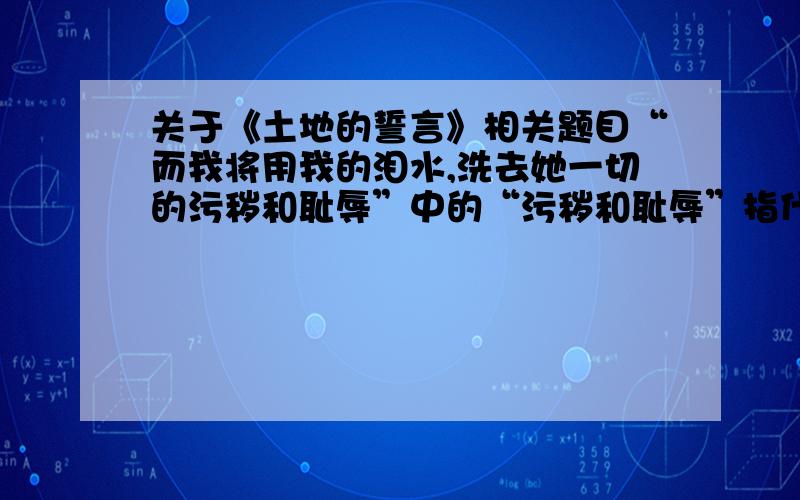 关于《土地的誓言》相关题目“而我将用我的泪水,洗去她一切的污秽和耻辱”中的“污秽和耻辱”指什么?