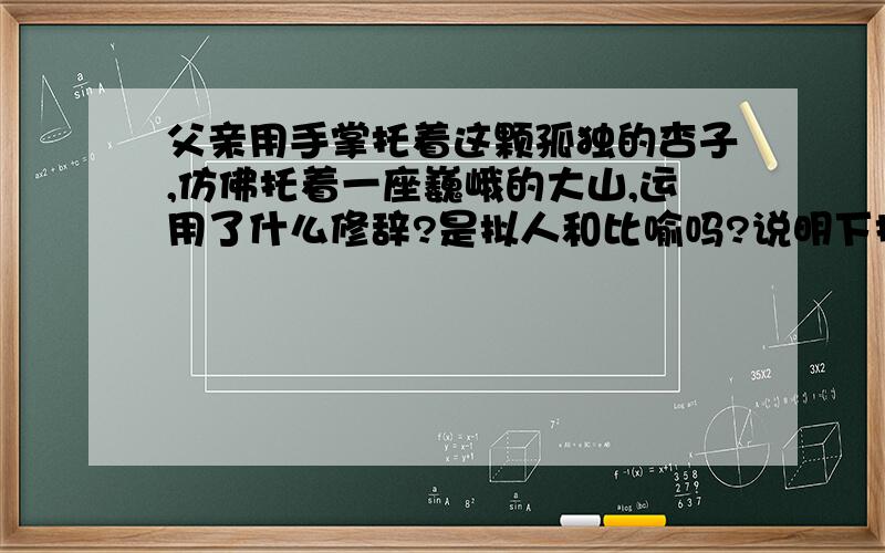 父亲用手掌托着这颗孤独的杏子,仿佛托着一座巍峨的大山,运用了什么修辞?是拟人和比喻吗?说明下插叙和补叙的区别.