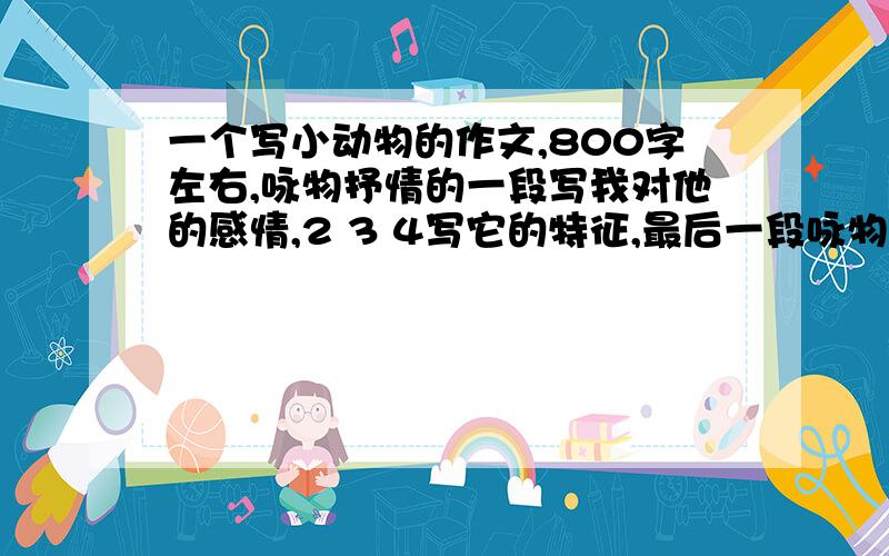 一个写小动物的作文,800字左右,咏物抒情的一段写我对他的感情,2 3 4写它的特征,最后一段咏物抒情