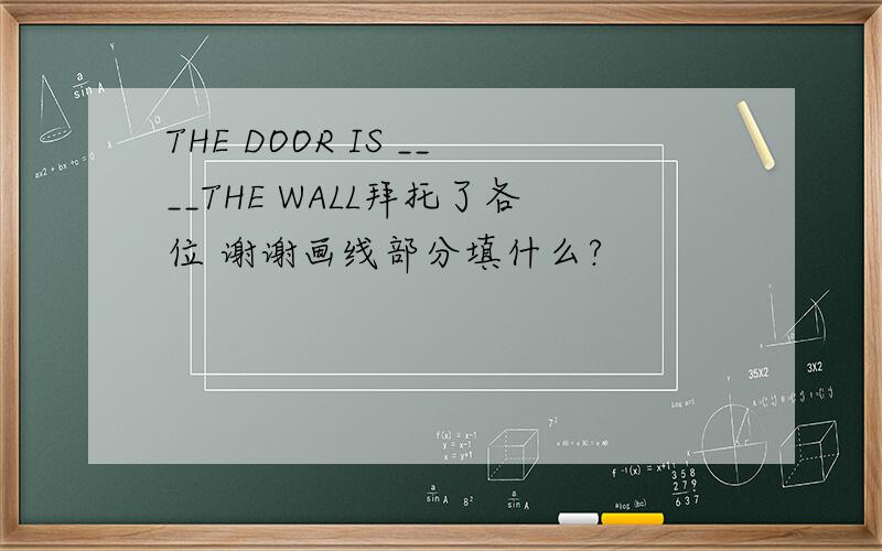 THE DOOR IS ____THE WALL拜托了各位 谢谢画线部分填什么?