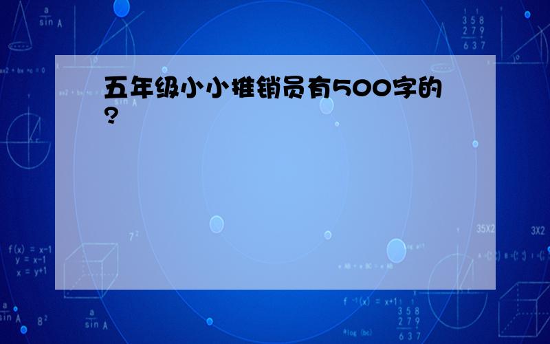 五年级小小推销员有500字的?