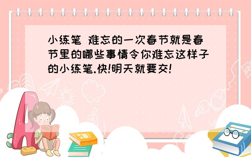 小练笔 难忘的一次春节就是春节里的哪些事情令你难忘这样子的小练笔.快!明天就要交!