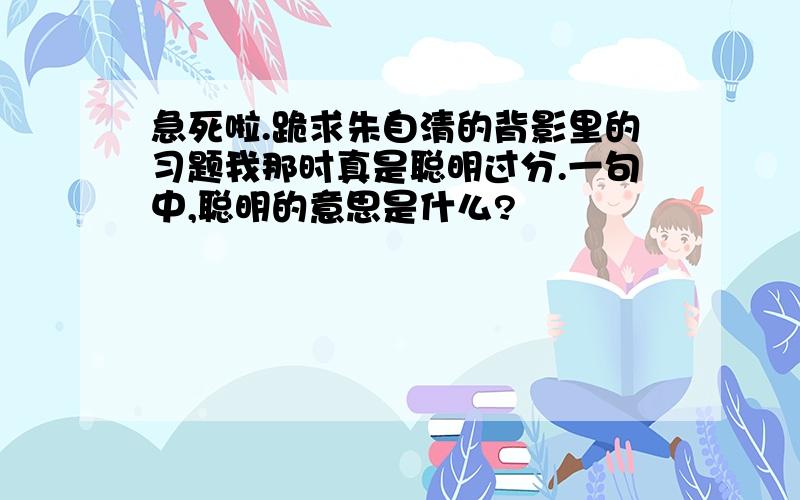 急死啦.跪求朱自清的背影里的习题我那时真是聪明过分.一句中,聪明的意思是什么?