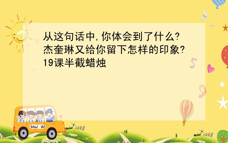 从这句话中,你体会到了什么?杰奎琳又给你留下怎样的印象?19课半截蜡烛