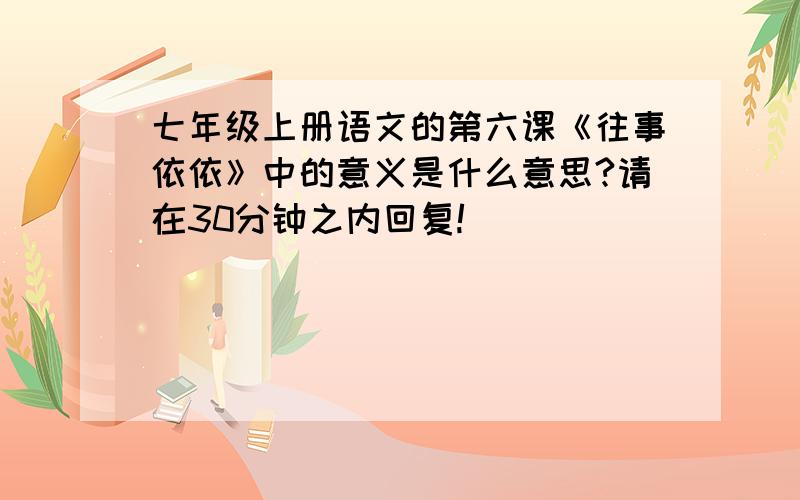 七年级上册语文的第六课《往事依依》中的意义是什么意思?请在30分钟之内回复!