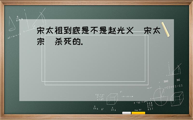 宋太祖到底是不是赵光义（宋太宗）杀死的.