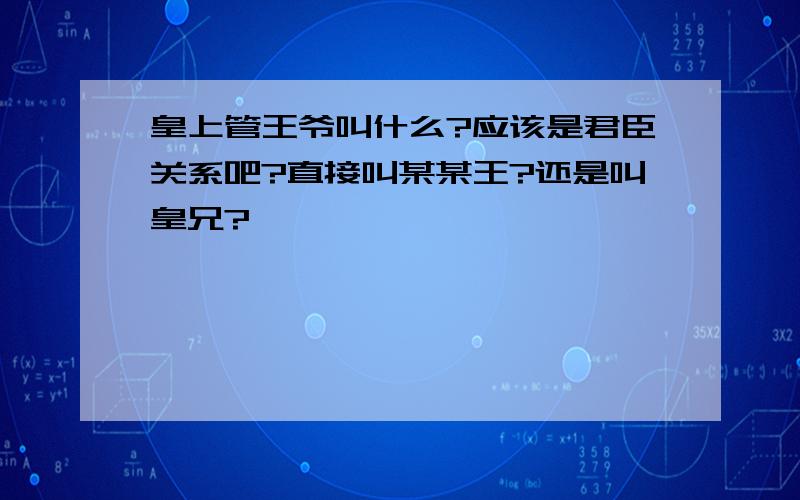 皇上管王爷叫什么?应该是君臣关系吧?直接叫某某王?还是叫皇兄?