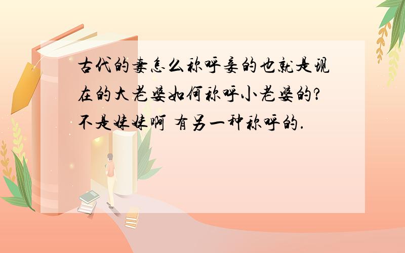 古代的妻怎么称呼妾的也就是现在的大老婆如何称呼小老婆的?不是妹妹啊 有另一种称呼的.