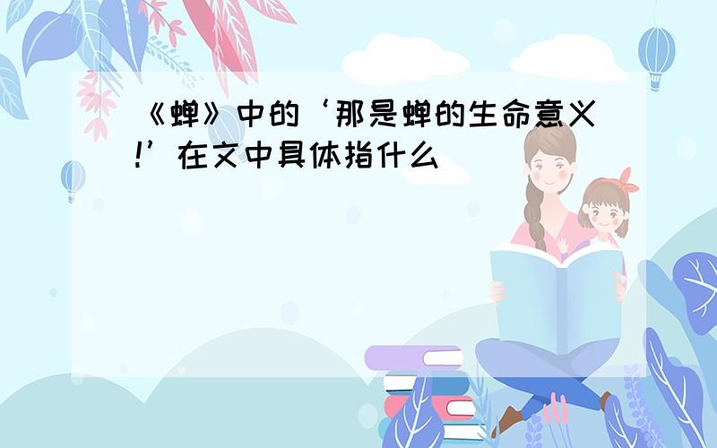 《蝉》中的‘那是蝉的生命意义!’在文中具体指什么