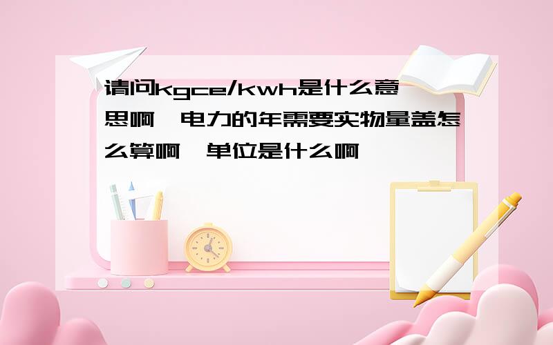 请问kgce/kwh是什么意思啊,电力的年需要实物量盖怎么算啊,单位是什么啊