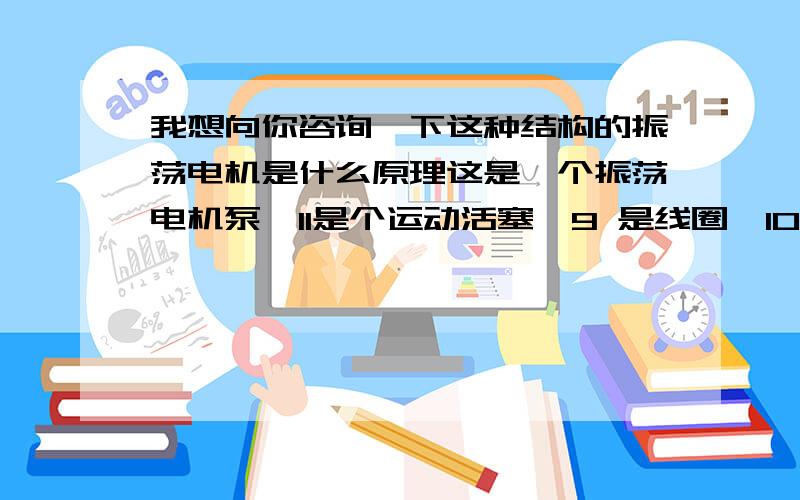 我想向你咨询一下这种结构的振荡电机是什么原理这是一个振荡电机泵,11是个运动活塞,9 是线圈,10是永磁体