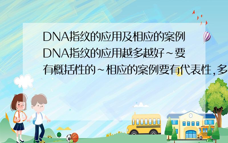 DNA指纹的应用及相应的案例DNA指纹的应用越多越好~要有概括性的~相应的案例要有代表性,多一点~