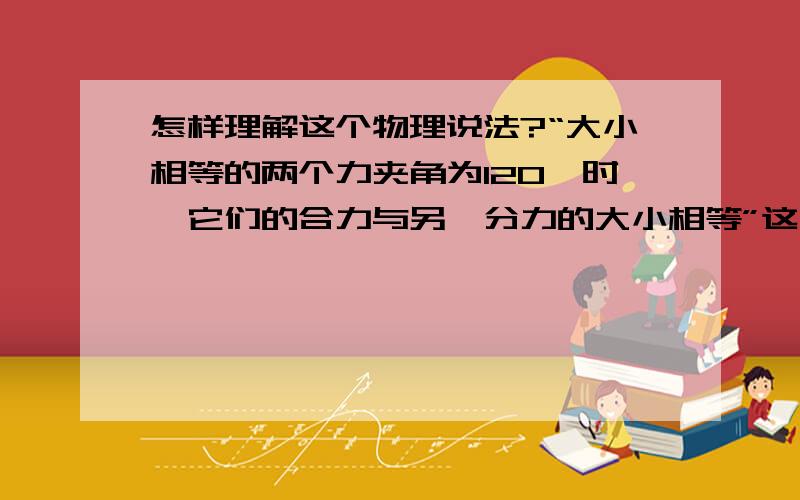 怎样理解这个物理说法?“大小相等的两个力夹角为120°时,它们的合力与另一分力的大小相等”这句话里的“另一分力”指的是那个力啊?谢谢.