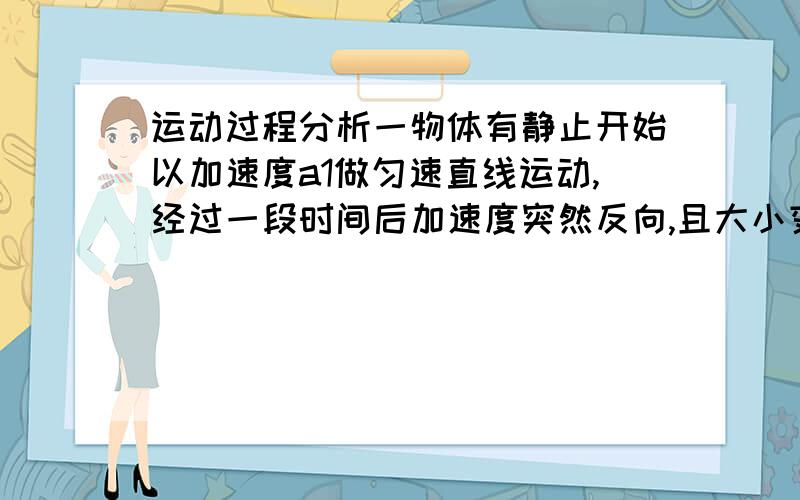 运动过程分析一物体有静止开始以加速度a1做匀速直线运动,经过一段时间后加速度突然反向,且大小变为a2,经过相同的时间恰好回到出发点,速度大小为5m/s.我的分析是在第二个过程（即返回）