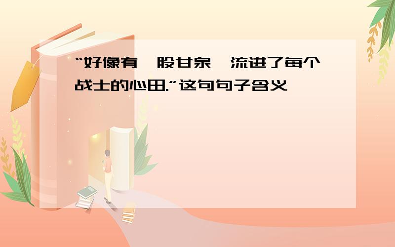 “好像有一股甘泉,流进了每个战士的心田.”这句句子含义