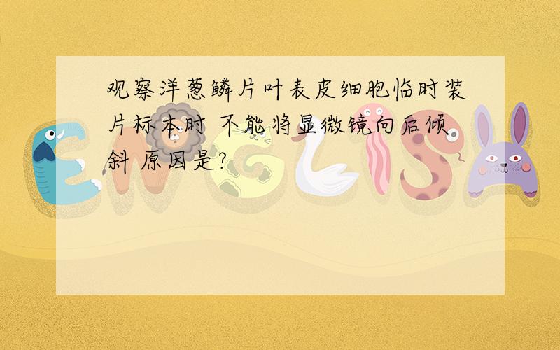 观察洋葱鳞片叶表皮细胞临时装片标本时 不能将显微镜向后倾斜 原因是?