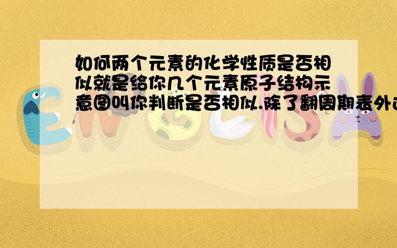 如何两个元素的化学性质是否相似就是给你几个元素原子结构示意图叫你判断是否相似.除了翻周期表外还有什么办法呢...